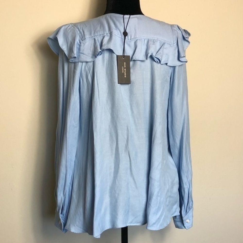 New Womens Max Studio RUFFLE-TRIM TOP - Picture 6 of 6